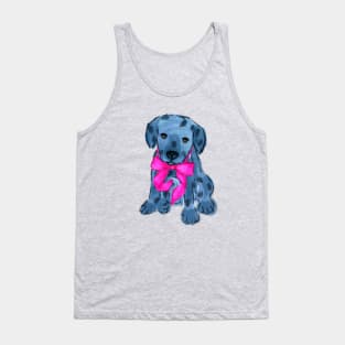 Cute dog puppy with a pink bow sitting Tank Top